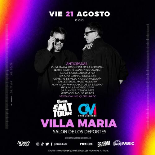 VILLA MARIA - Qlokura - Tickets Online - Cordoba.